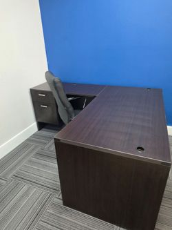 Executive L-Shaped Office Desk – Dark Espresso