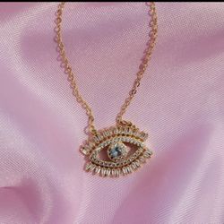 Handmade Evil Eye Necklace Gold 