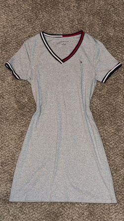 Tommy Hilfiger Gray V-Neck T-Shirt Dress