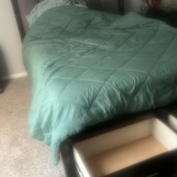 Queen Size Bed With Built In Drawers And Night Stand 2x 