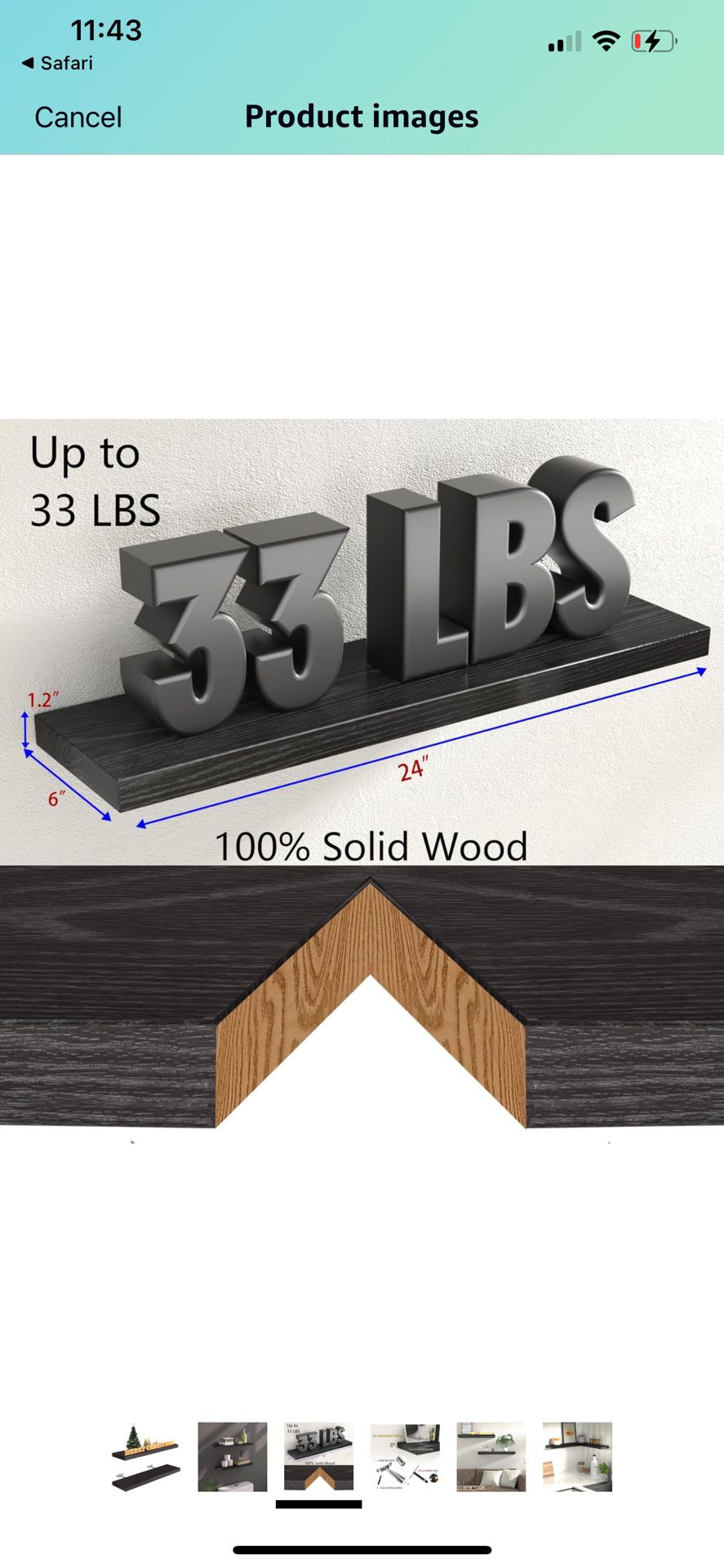 24 Inch Wood Floating Shelves Wall Mounted