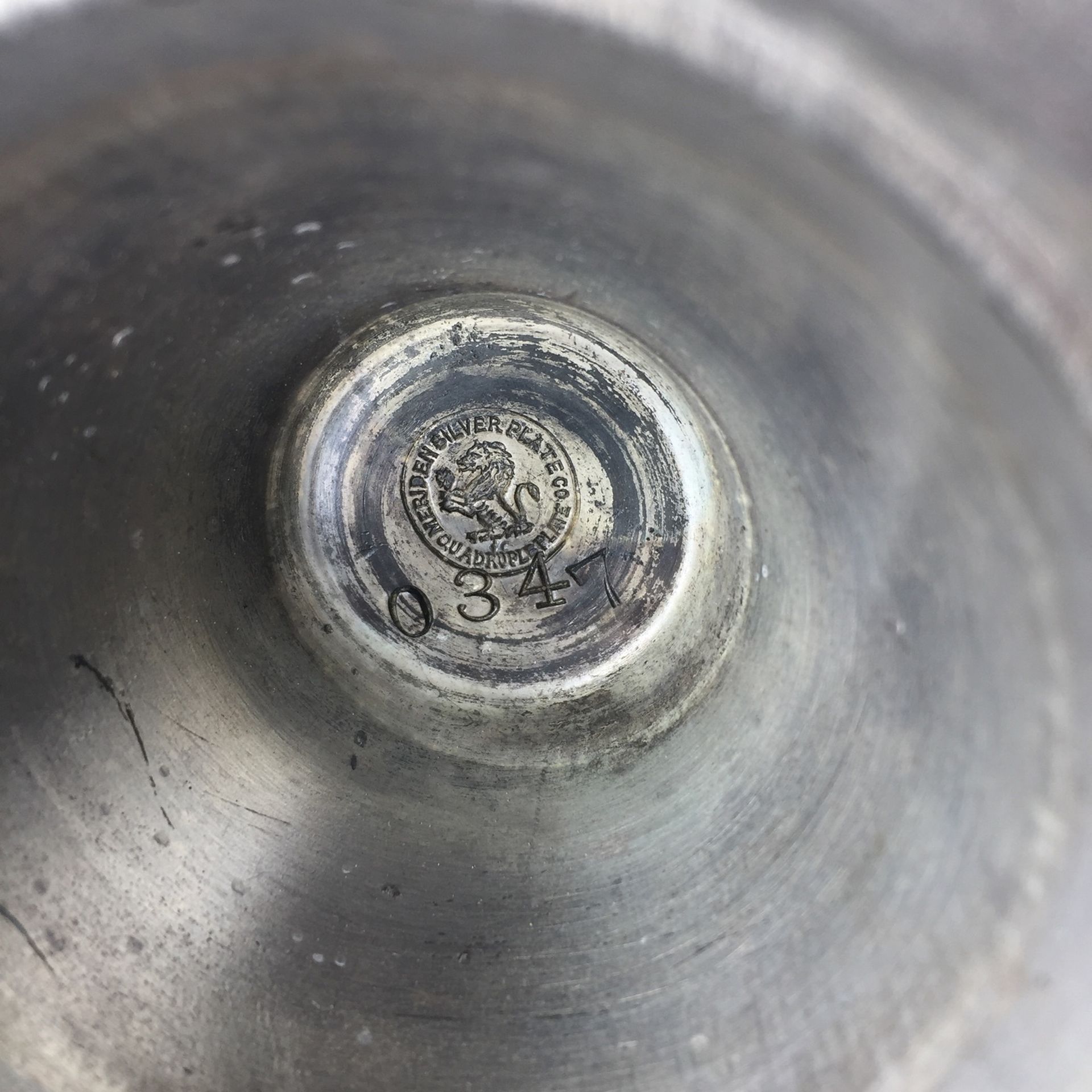 It’s A Silver Plated Condiment Serving Tray With 6 Bottles With Etched Glass It’s A Meridian Silver Plate Company Numbered 0347