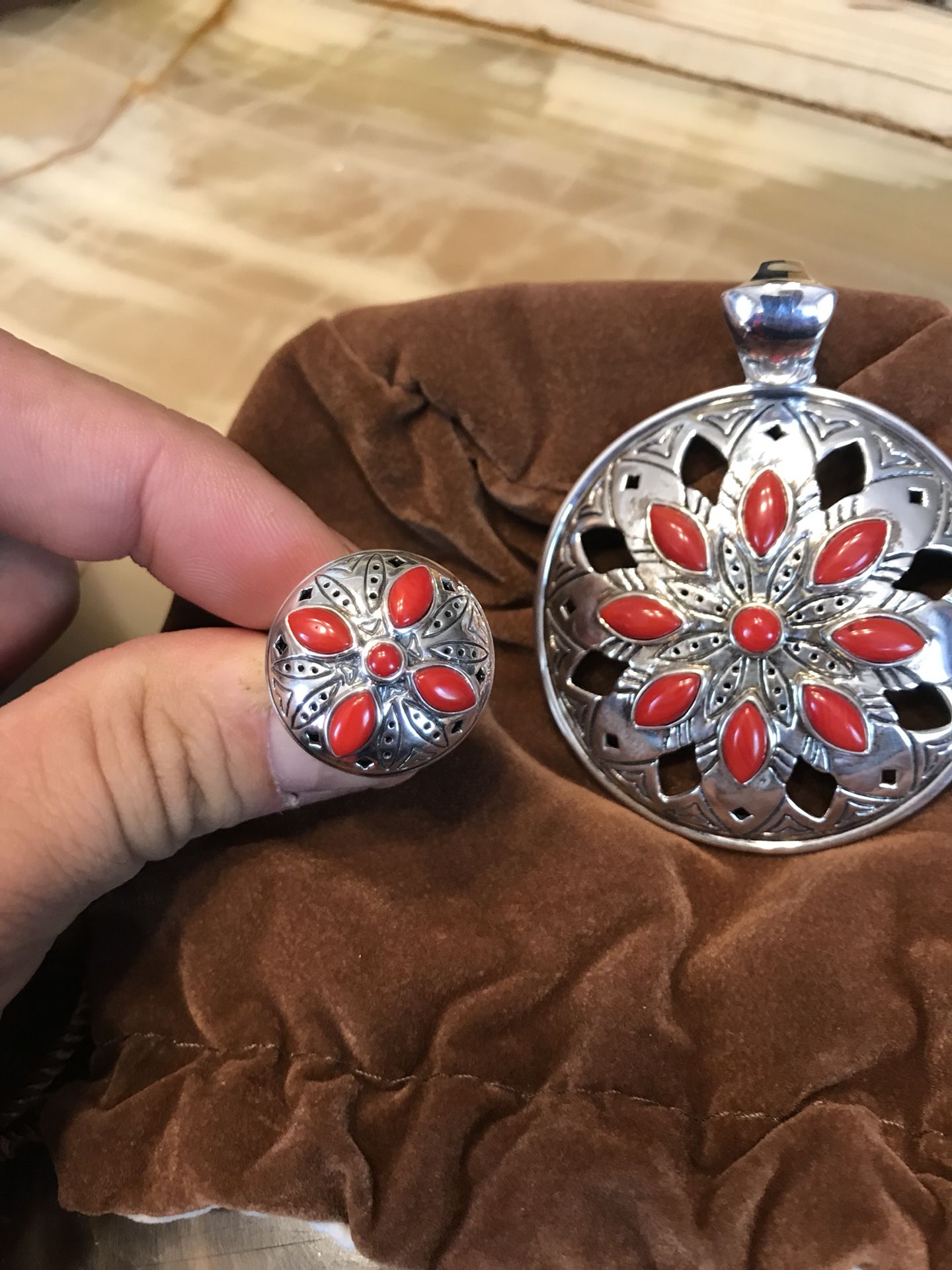 Jean Lin Sterling Silver Coral Set