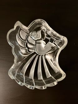 Mikasa “Heavenly Song” Christmas Angel 7 3/4” Glass Candy Nut Trinket GrannyCore