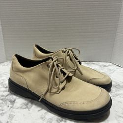 Easy Spirit Womens Shoes 10M Estracery Cream Suede Nubuck Lace Up Casual Comfort