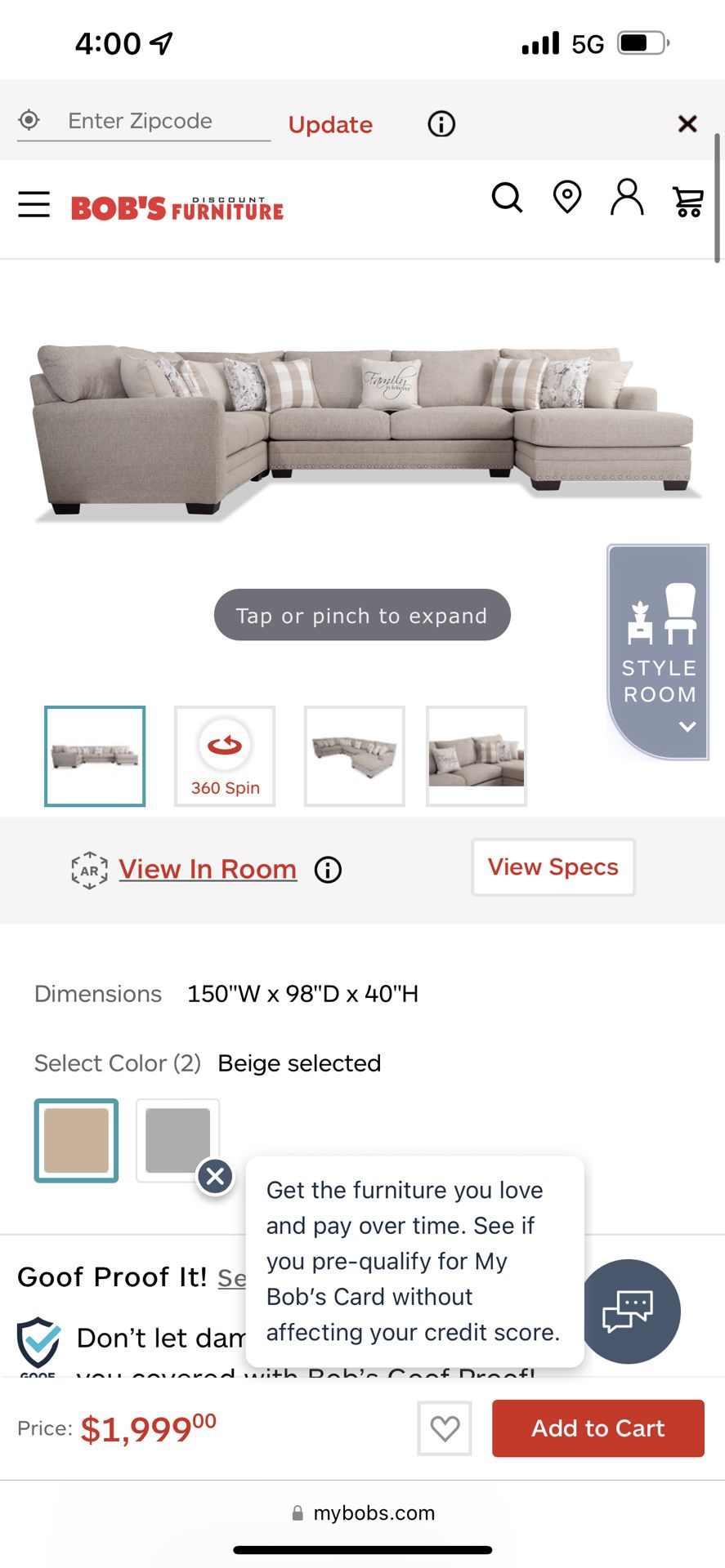4 Piece Beige Sectional