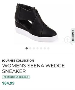 Black Heel Tennis Shoe Zip Up Size 9