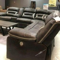 Brand New | Living Room Furniture Dark Color Reclining Sectional In Stock | Showroom Available 