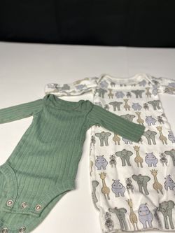 Green and White Animal Print Child Of Mine By Carters set