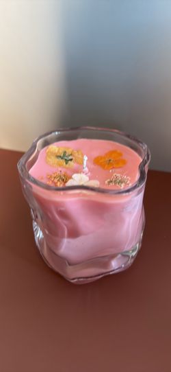Homemade cele burning soy candle, infused with essential oil oils