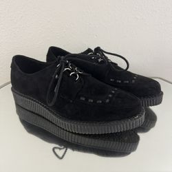 T.U.K Anarchic Mens Black Faux Suede Goth Grunge Platform Creepers Oxfords