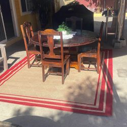 Solid Wood Round Table With 4 Chairs 