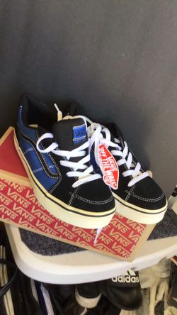 Vans Filmore black/ blue leather skate shoes size youth 6