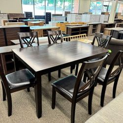 Brand New 7pc. Espresso Dining Table Set 