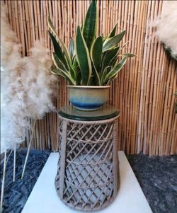 Vintage Rattan Drum Table