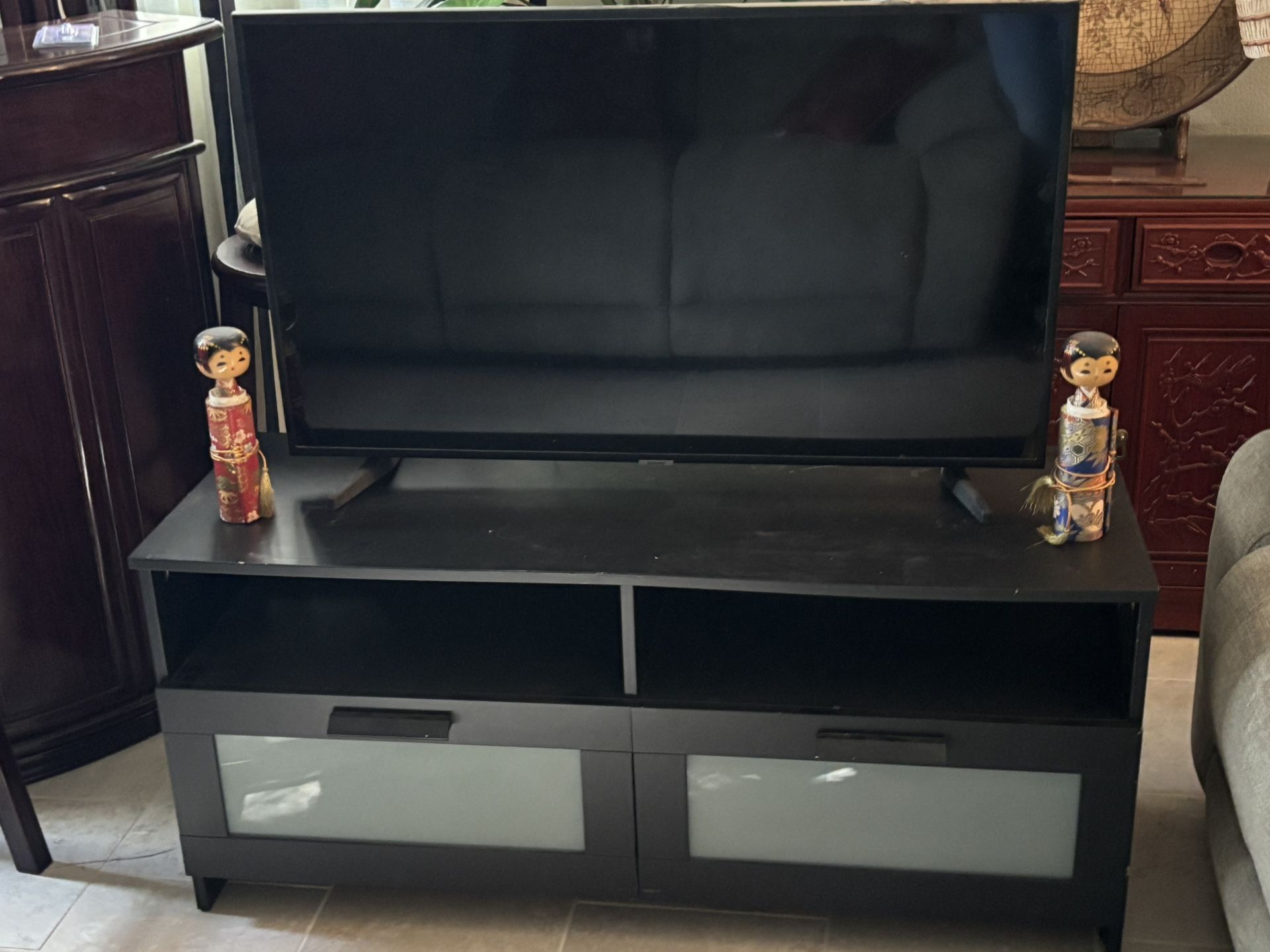 Black TV stand With 2 Storage Drawers $35