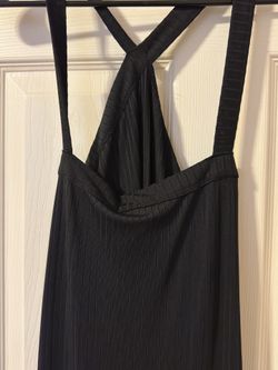 Black bodycon maxi dress with cross-over straps