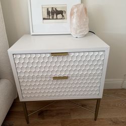 2 West Elm White Modern Bedside Tables