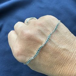 Pandora, Sterling Silver, Teal, Wave, Bolo Bracelet, Small