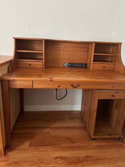 Large Wooden Computer Desk with Drawers & Storage - $120 OBO