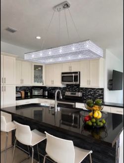 Modern Crystal Island Chandelier | 47” Wide x 22” Deep | LED Compatible