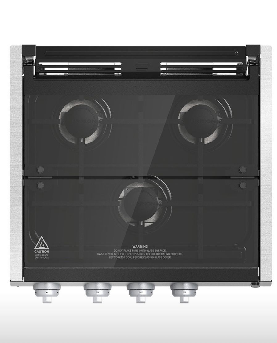 NEW Furrion 3-Burner Gas RV Cooktop with Glass Cover - 20" Black, Rocker Switch #FGHWCLDA-BL