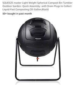 SQUEEZE master Light Weight Spherical Compost Bin Tumbler Outdoor Garden- Quick Assembly -with Drain Plugs to Collect Liquid-Fast Composting