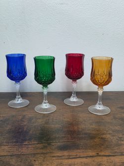 Set of 4 Colored Cordial Glasses
