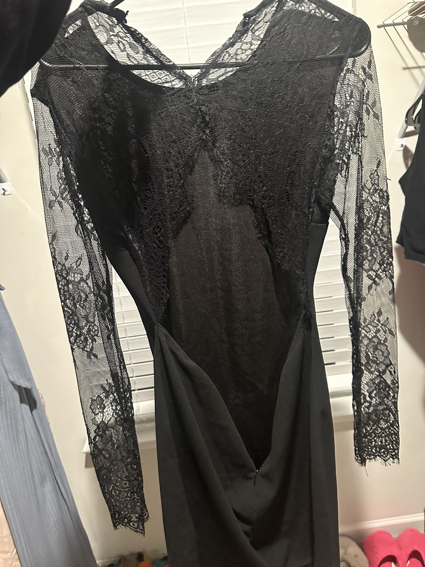Black Dress With Lace Sleeves