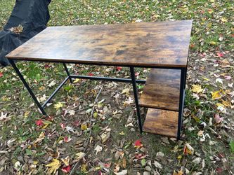 Industrial Wood and Metal Desk with Shelves