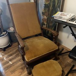 Antique Nice Yellow Comfy Rocking Chair