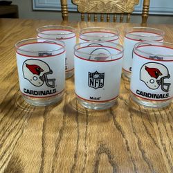 Vintage 1980’s St Louis Cardinals Helmet & NFL Logo Barware cocktail Glass. Preowned. Set Of 6.
