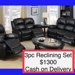 Brand New 3PC Reclining Sofa Loveseat Chair Set 