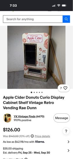 Apple Cider Donuts Vintage Vending Machine Cabinet
