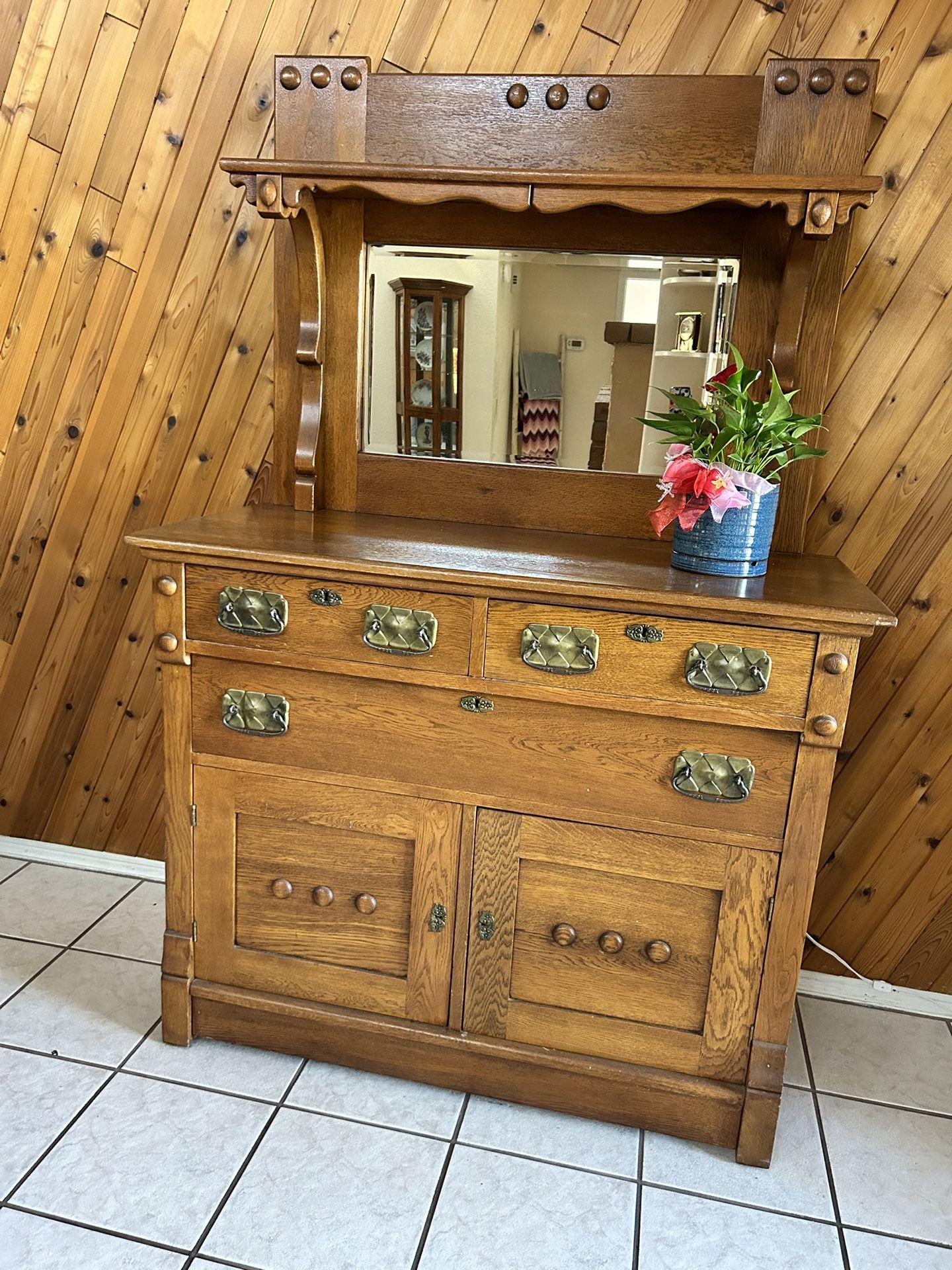 Antique Oak Chiffonier, Vintage Buffet, Sideboard, Dresser