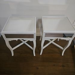 End Tables WHITE AND Mirror With Drawers