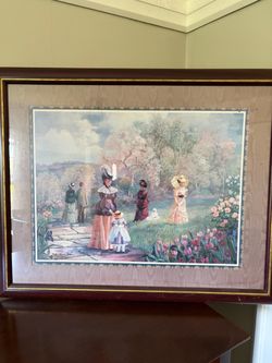 Framed Victorian Garden Scene Print