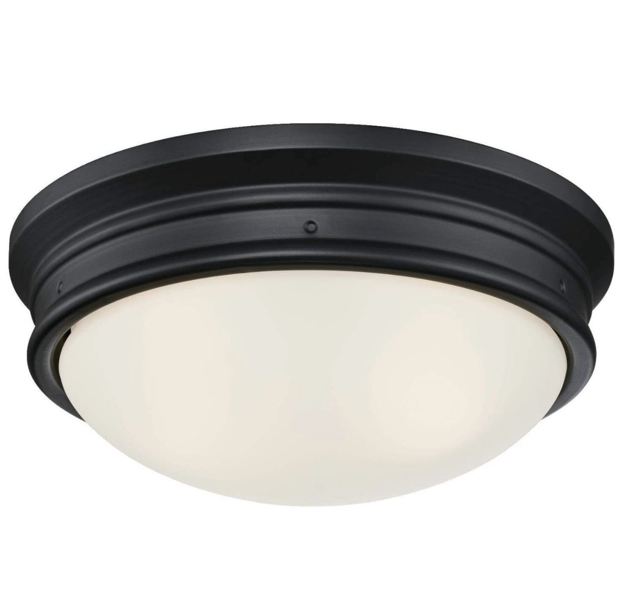 Westinghouse Lighting 6324100 Meadowbrook Two-Light Indoor Flush-Mount Ceiling Fixture, Matte Black Finish with Frosted