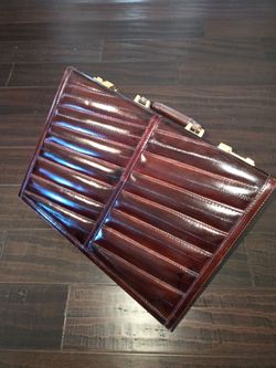 Luxury Brown Leather Hard Shell  Briefcase with Combo Locks