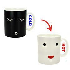 Smiley face heat changing drinking coffee cup