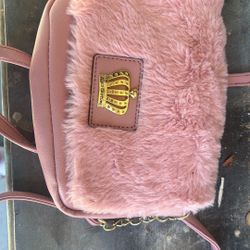 Juicy Couture Pink Faux Fur Shoulder Bag