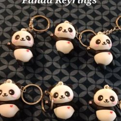 6 Precious Panda Bear Key Rings