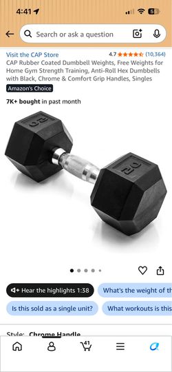 2 -20lb dumbbells - chrome handle
