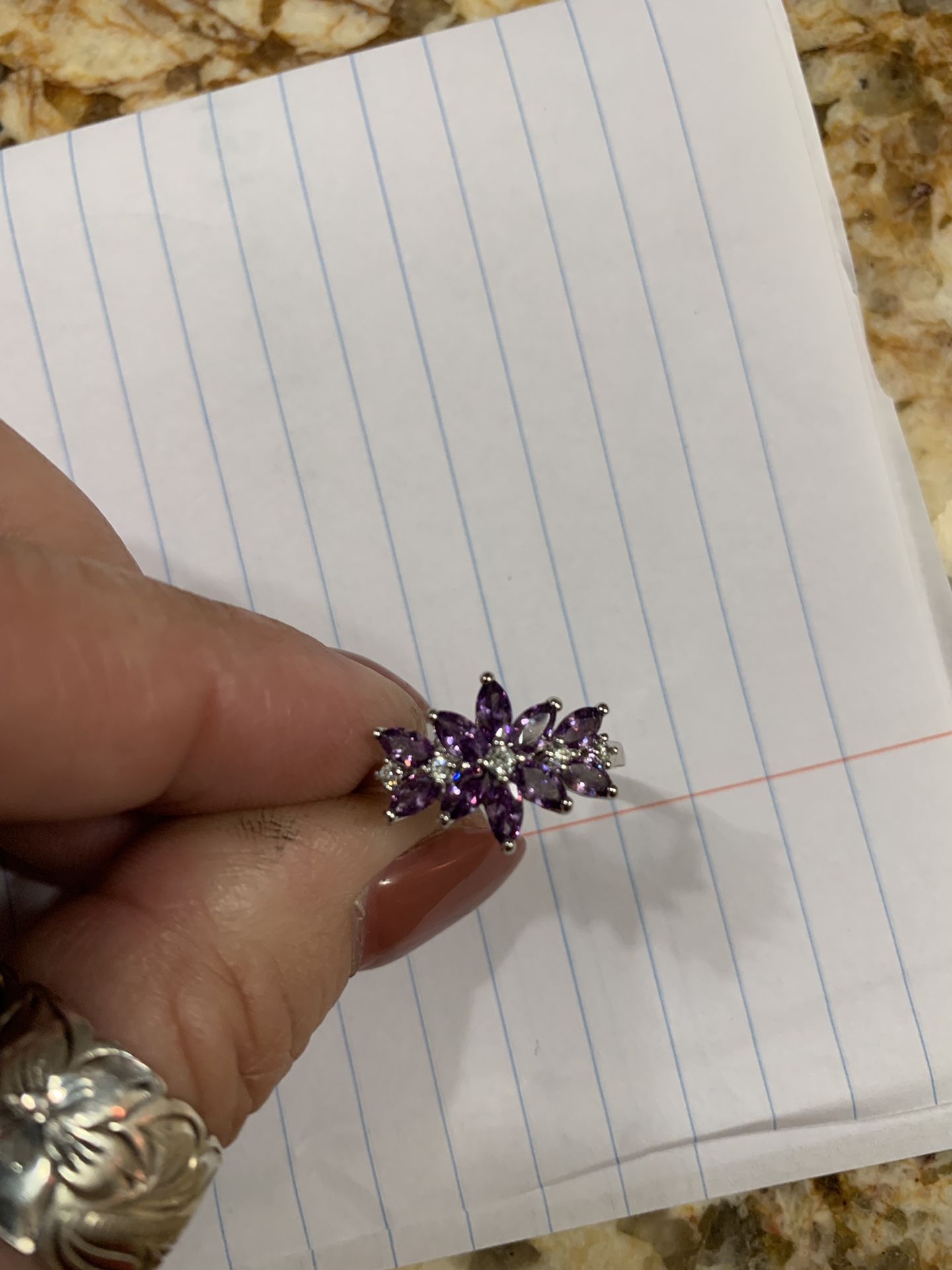 Size 9 sterling and amethyst