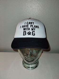 "I Can't I Have Plans With My Dog" Women's Black & White Adjustable Trucker Hat