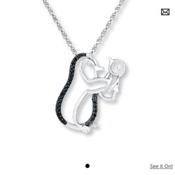 Black Diamonds Sterling Silver Necklace 