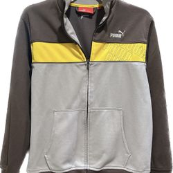 Puma Boys Vintage Style Zip Up Size Large Unisex Kids Or Adults Brown & Yellow