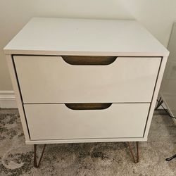 Nightstand Beige 2 Drawer Set of 2
