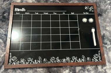 Black, dry erase/chalk pen calendar