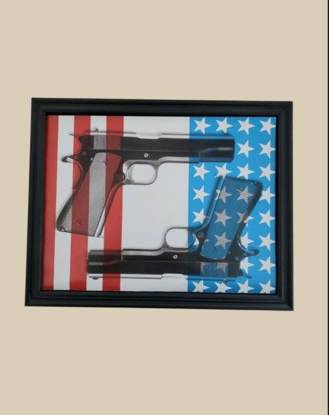 2013 8x10 framed poster of two 1911 handguns #guns #posterart